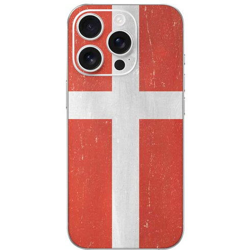 Denmark Flag Distressed iPhone 16 Pro Skin